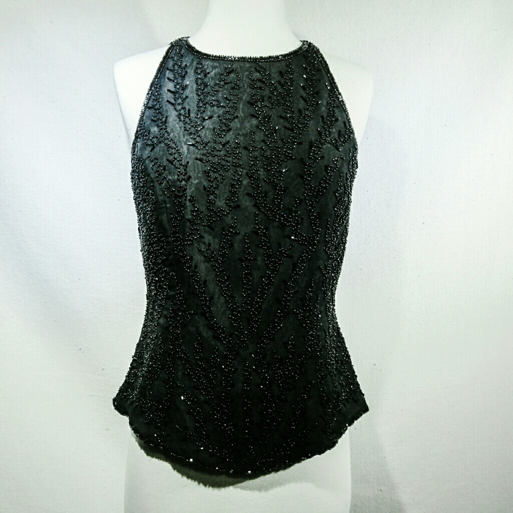 MAE AMI BLACK SEQUINED SLEEVELESS TOP - Picture 5 of 8